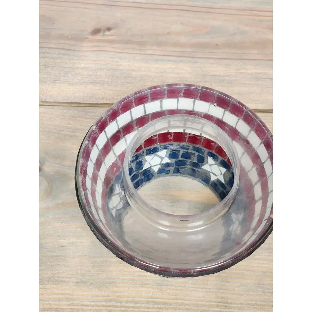 Home Interiors Patriotic Stars And Stripes Mosaic 11622 Candle Shade/Topper